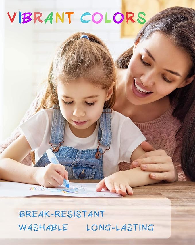 NewFamily Dustless Chalk 2-Pack, 24 Sticks (2×12 Colors) – Non-Toxic, Washable Sidewalk & Blackboard Chalk for Kids & Toddlers, Smooth Bold Colors