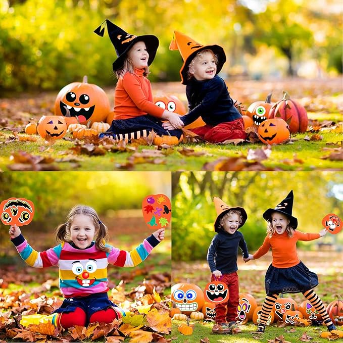 Natonhi 430Pcs Halloween Crafts Kit, Halloween Activitie Foam Pumpkin with Pumpkin Face Stickers for Kids DIY Art and Craft Set Holiday Decoration Party Favors Supplies