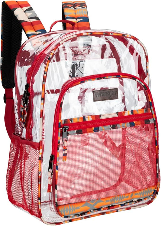 Wrangler Clear Backpack for Girls- Water Resistant Clear Bookbag, Plastic See Through Backpack for Stadium Events and School