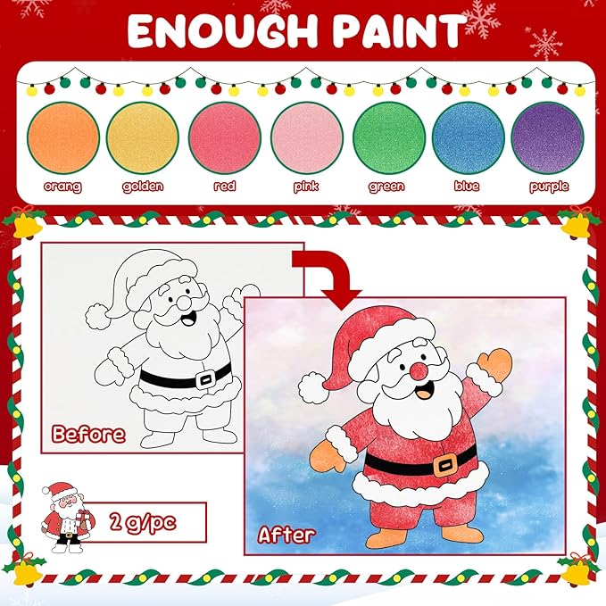 Christmas Paint with Water Coloring Books for Kids, Xmas Season Watercolor Painting Kit Painting Activity for Kids Ages 3-5 4-8, Mess Free Arts Crafts Drawing Gift Toy for Boy Girl