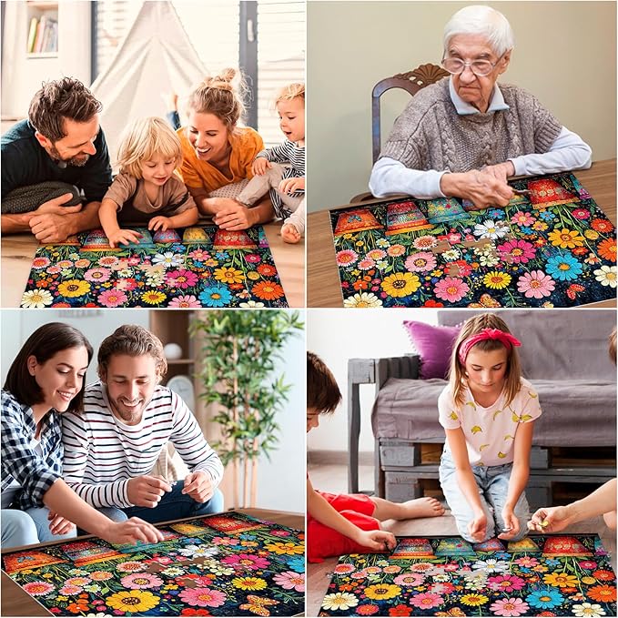 500 Piece Jigsaw Puzzle for Adults - Colorful Flower Puzzle 500 Pieces for Adults Elderly Kids, Recycled Cardboard Challenging Puzzle Perfect for Game Nights - Finished Size is 20.5 x 15 Home Decor