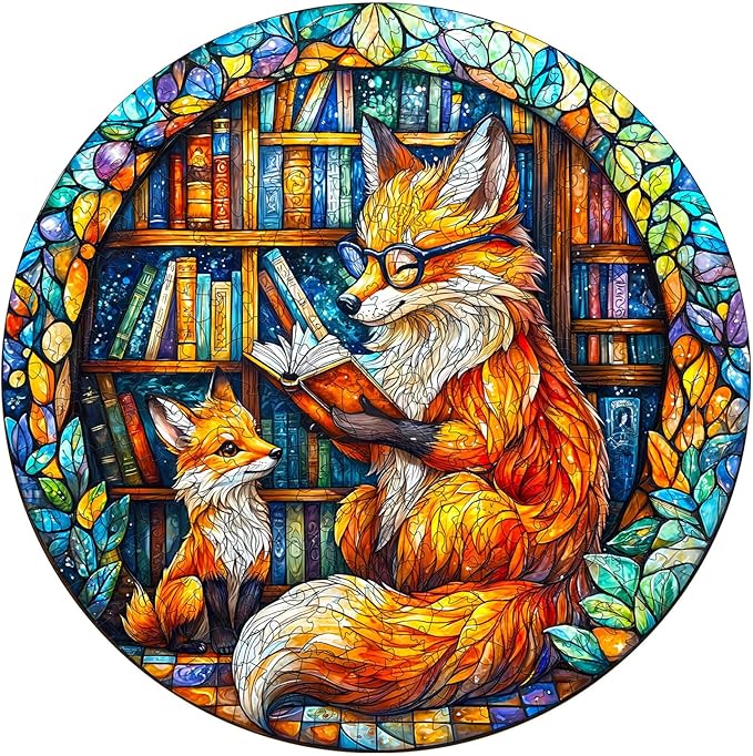 Wooden Puzzles for Adults, Mother Fox Storytime Wood Puzzles Adult, Wooden Jigsaw Puzzles for Adults Kids, Creative Birthday Gifts for Friends Family Game(11.4 * 11.4in 200pcs)