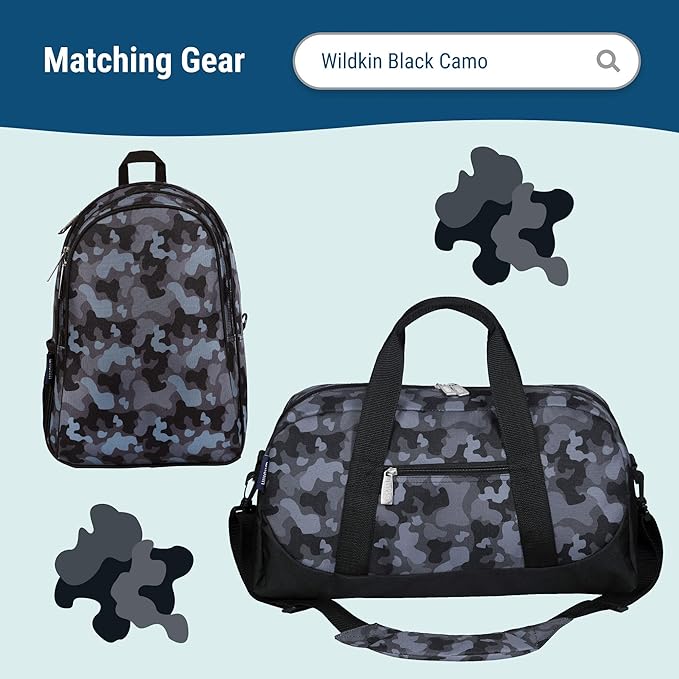 Wildkin Kids Insulated Lunch Box – Durable and Reusable for School & Travel - Black Camo