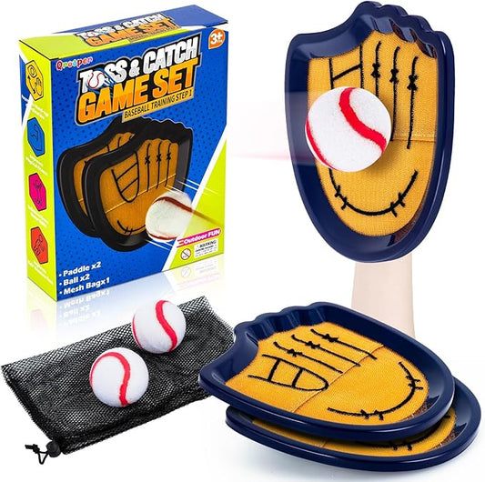 Toss and Catch Ball Set Outdoor Games for Kids Ages 3-12 Beginner Baseball Training Gloves Summer Pool Beach Yard Lawn Gifts for 4 5 6 7 8 9 10 11 12 Year Old Boys Girls