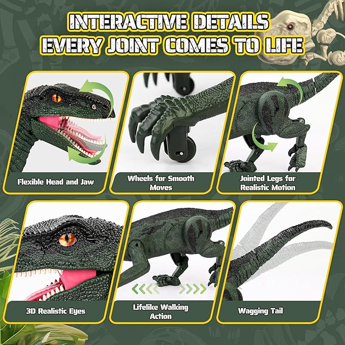 Dinosaur Toys for Kids 3-5, 5-7, 8-12, 2.4GHz Remote Control Dinosaur with Walking, Realistic Sounds, Demo Mode, Rechargeable Jurassic Toys for Birthdays, Parties, Children’s Day