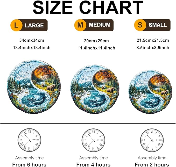Wooden Puzzles for Adults - Yinyang Glacial Forest Wood Puzzles Adult - Unique Animal Shape Wooden Jigsaw Puzzles for Adults - Birthday Gifts for Puzzle Lovers, Family (13.4 * 13.4in)