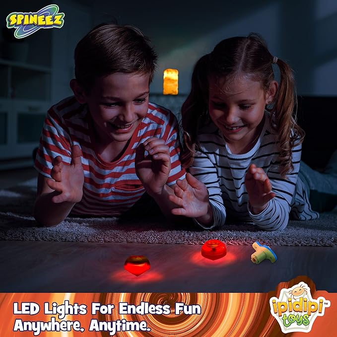 IPIDIPI TOYS Light Up Flying Saucer Spinning Tops – 12-Pack UFO Spinner Toys for Kids – Ideal Birthday Party Favors, Goodie Bag Stuffers, School Prizes, Classroom Rewards for Boys & Girls – Orange