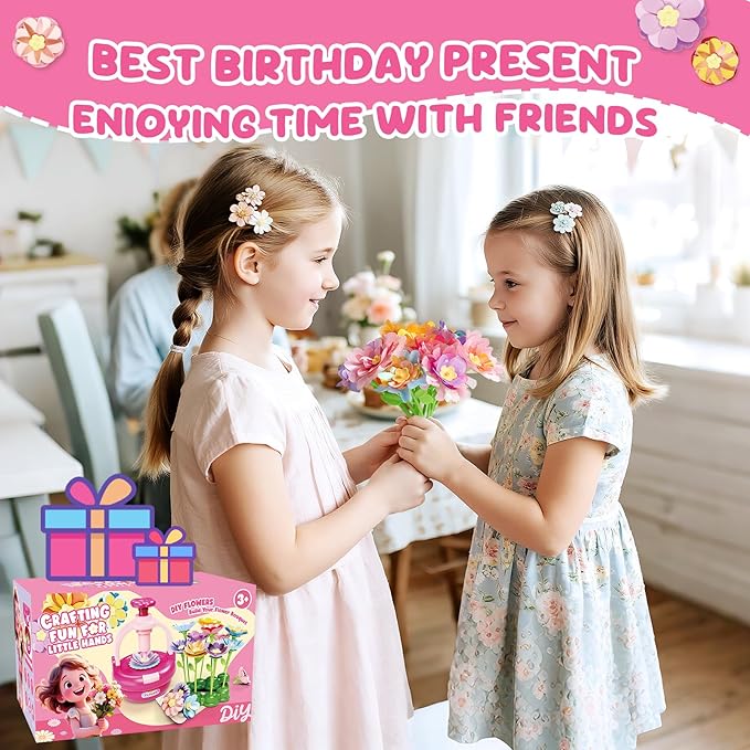 DIY Flower Accessories Set, DIY Art & Craft Kits Toys for Kids Girls, Gift for 4 5 6 7 8 Year Old Toddler Girl, Educational Activity Preschool Birthday Christmas Gifts, Suitable for All Flower Toys