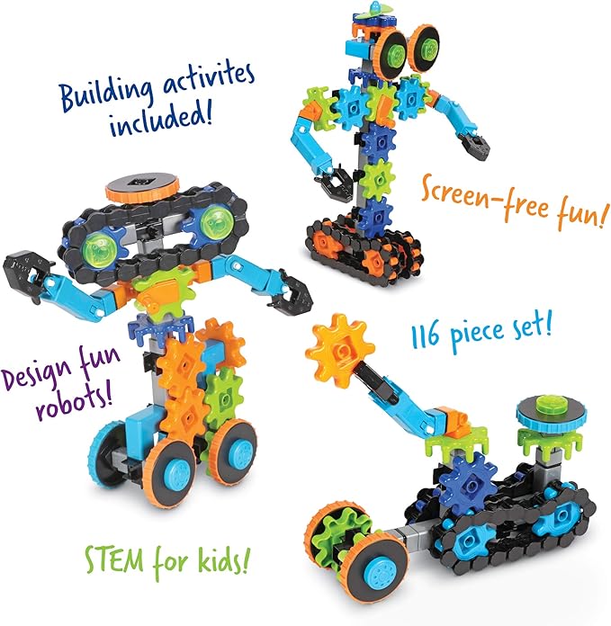 Learning Resources Gears! Gears! Gears! Robots in Motion Building Set - 116 Pieces, Ages 5+, Robot Toy, STEM Toys for Kids, Robots for Kids