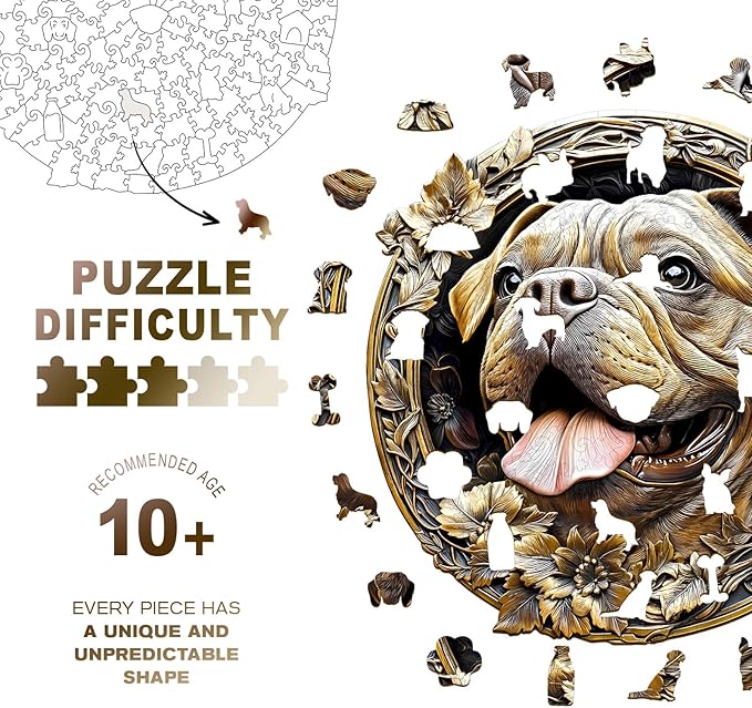 Wooden Jigsaw Puzzles, Metal French Bulldog Wooden Puzzles for Adults with Unique Shape, Adult Jigsaw Puzzle, Birthday Gifts for Adults, 8.5"x8.4" - 100pcs