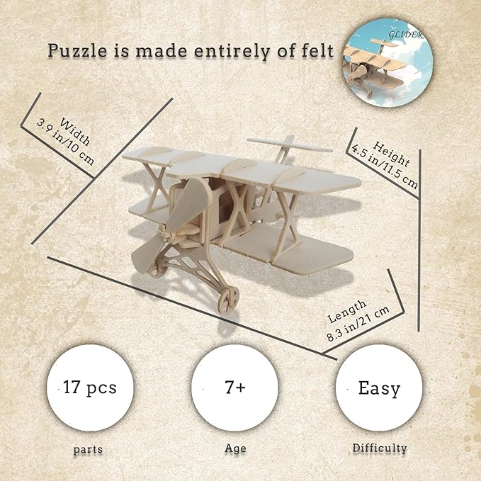 Felt 3D Puzzle Children's Educational Glider 3D Stereo Puzzle, DIY Aviation Model Kit, Can Be Used as Room Decoration, Interesting Toy Gift Choice