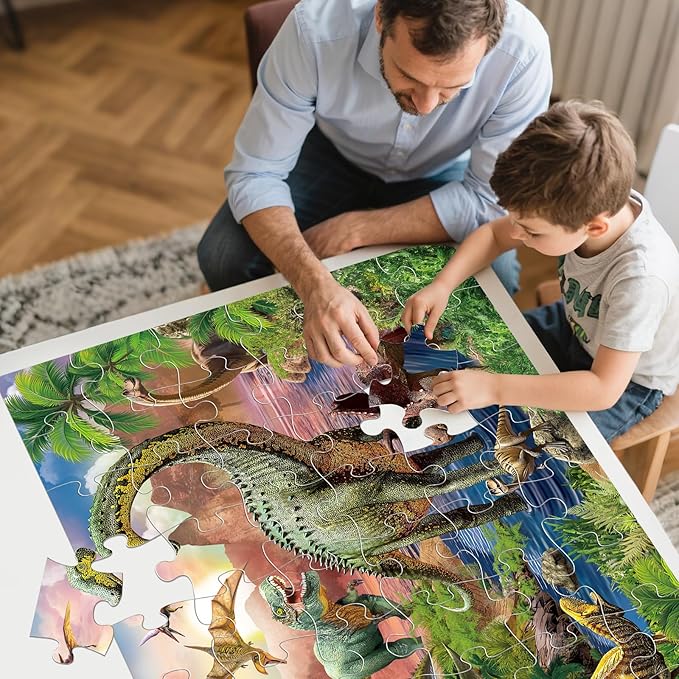 Jumbo Floor Puzzle for Kids,48 Piece Forest Dinosaur Large Jigsaw Puzzles, Fun Educational Preschool Learning Toy for Toddlers Ages 3-5,Gift for Boy Girl Ages 4-8