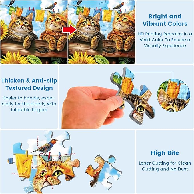 6 Packs 16 Large Piece Puzzle for Seniors, Dementia Alzheimer's Products Activities for Elderly Adults, Easy Puzzle Alzheimer’s Memory Cognitive Game Gift for Patient in Nursing Home