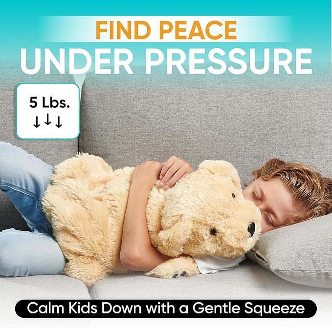 FRIENDLY CUDDLE Weighted Lap Blanket for Kids & Adults – Coco Weighted Blanket – ASD, Sensory Processing Weighted Stuffed Animals Dog Toy – Microwavable Weighted Lap Pad for Kids, 5 Lbs