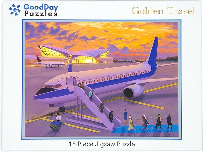 Large Piece Jigsaw Puzzle – Easy & Colorful, Dementia & Memory Activities for Seniors, Elderly Gifts, 16 Pieces, Golden Travel