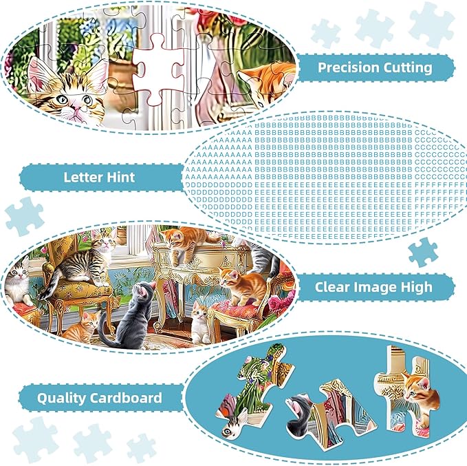 Puzzles for Adults 500 Pieces,Cute Cats Puzzle for Adults,Cozy House & Kittens Jigsaw Puzzles,Recyclable Cardboard Puzzles for Seniors Kids Teen,Puzzle for Family Game Nights, 20.5x15 in