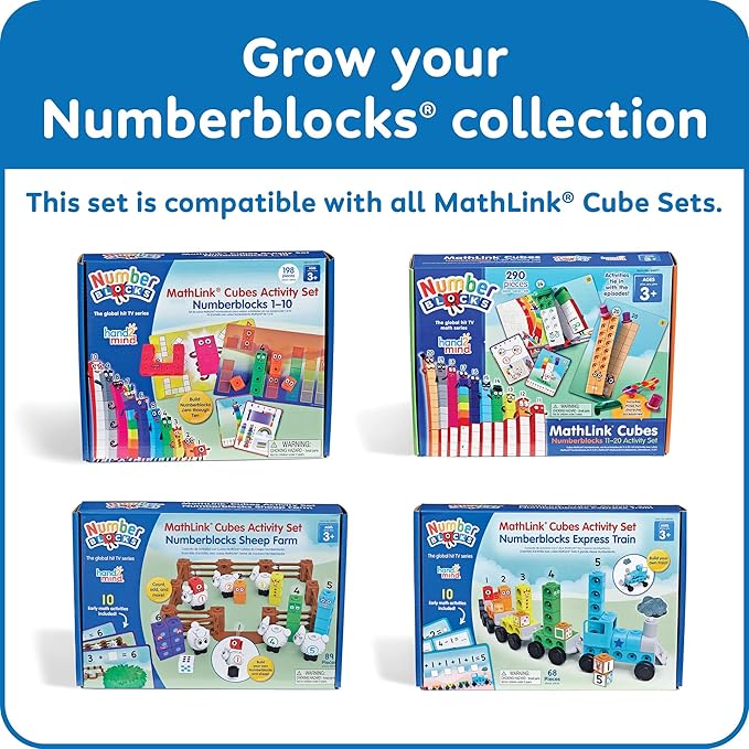 hand2mind Numberblocks Express Train MathLink Cubes Activity Set, Preschool Learning Activities, Train Toy, Counting Blocks, Number Toys, Kids Educational Toys, Math Manipulatives for Preschoolers