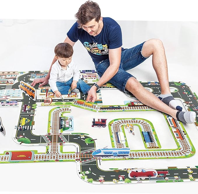 TOI Gaint Floor Puzzle for Kids Ages 3 and Up, 2x3 Feet City Floor Puzzles for Toddlers 3-5, Extra Large Preschool Learning Jigsaw Puzzles for Boys and Girls