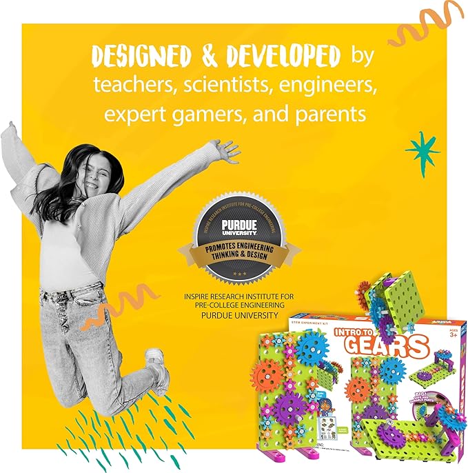 Thames & Kosmos Kids First: Intro to Gears STEM Experiment Kit for Ages 3+ | Build 4 Models, Learn About Gears, Power & Motion | Intro to Mechanical Engineering for Young Learners | Durable Parts