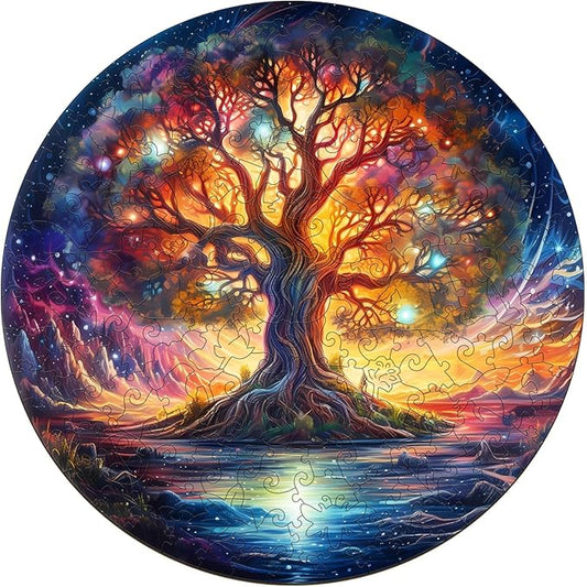 Jigfoxy Wooden Puzzles for Adults, Tree of Life Wood Puzzles Adult, Unique Animal Shape Wooden Jigsaw Puzzles for Adults, Birthday Gifts for Puzzle Lovers, Family, Friend (M-11.4 * 11.4in-190 pcs)