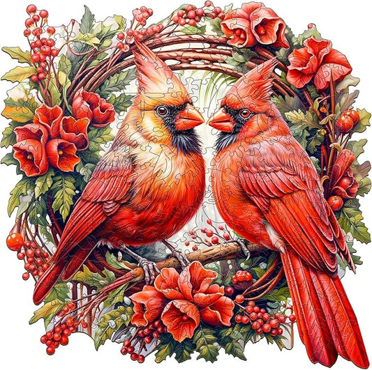 Jigfoxy Wooden Puzzles for Adults, Cardinal Wood Puzzles Adult, Unique Animal Shape Wooden Jigsaw Puzzles for Adults, Birthday Gifts for Puzzle Lovers, Family, Friend (XL-17.3 * 17.2in-560 pcs)