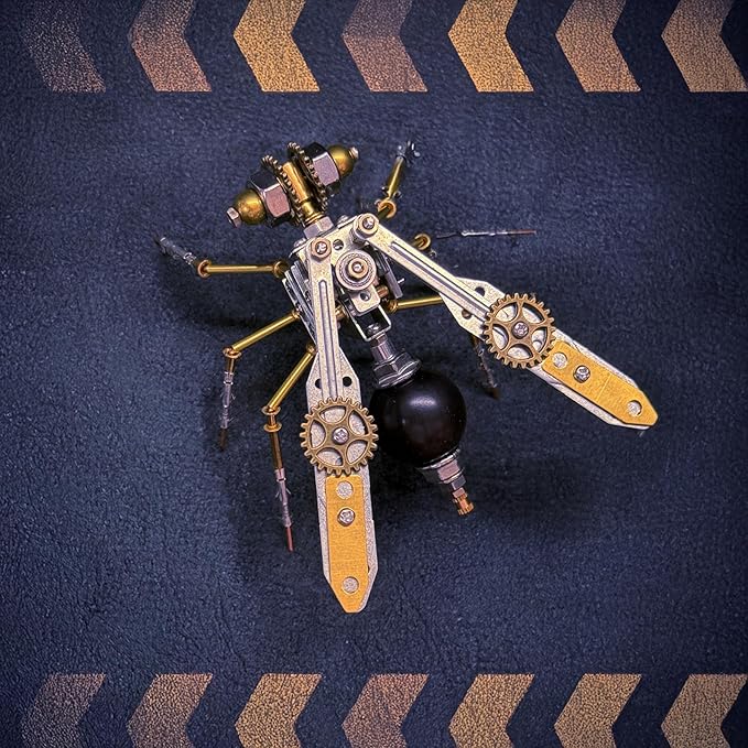 Metal Insect Bug Mechanical Steampunk Sculpture Insect Clockwork 3D Steampunk Metal Puzzle Kits for Adults (Mechanical Wasp)