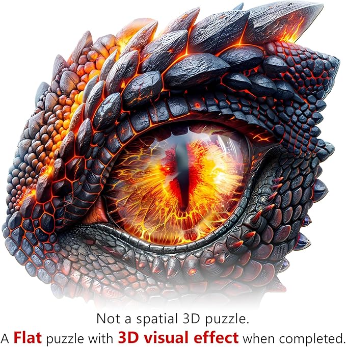 Jigfoxy Wooden Puzzles for Adults, 3D Blaze Eye Wood Puzzles Adult, Unique Animal Shape Wooden Jigsaw Puzzles for Adults, Birthday Gifts for Puzzle Lovers, Family (S-8.5 * 8.5in-90pcs)