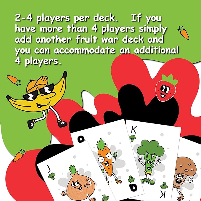 Games Fruit War, A Family Friendly Game That is a Twist on The Classic Card-Game of War, with Quicker Play, Intense Battles and Fun Character Designs. Up to 4 Players Ages 8+ (White)