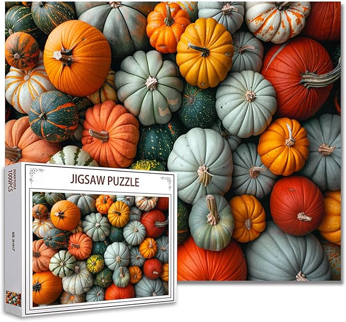 Tucocoo Assortment of Pumpkins Jigsaw Puzzle 1000 Pieces Puzzles for Adults, Squashes and Gourds Art Puzzles for Challenging Family Activity Games Colourful DIY Puzzle for Home Decor Gifts