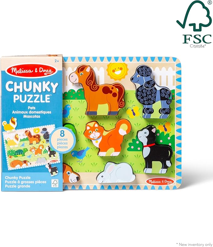 Melissa & Doug Pets Wooden Chunky Puzzle (8 pcs)