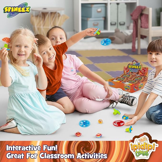 IPIDIPI TOYS Light Up Flying Saucer Spinning Tops – 12-Pack UFO Spinner Toys for Kids – Ideal Birthday Party Favors, Goodie Bag Stuffers, School Prizes, Classroom Rewards for Boys & Girls – Orange