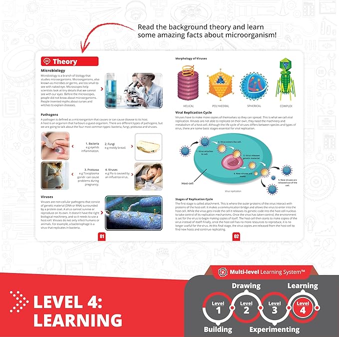 Engino STEAM Labs, How Viruses Work, STEAM Toys for Ages 8+, Experiment & Art Activities, STEM Project for Girls & Boys, Learning & Education Toys, 2 Model Building Set