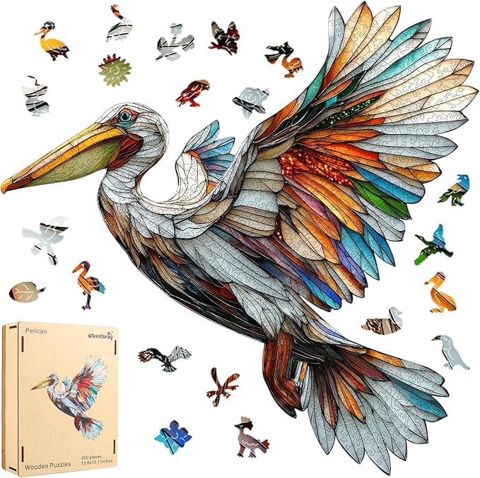 Wooden Puzzles for Adults 500 Pieces, Pelican Jigsaw Puzzles, Unique Shape Adult Puzzles, Irregular Christmas Thanksgiving Gifts for Family Friend(21.2 * 21.1 in)