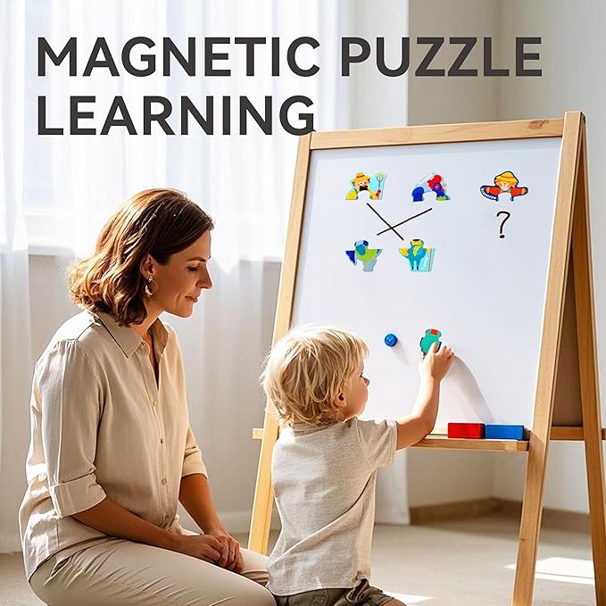 Dotimo 30 PCS Farm Animals Pairing Magnetic Puzzles for Toddlers 3-5, Montessori Learning Toys, Travel Toys, Preschool Educational Activity