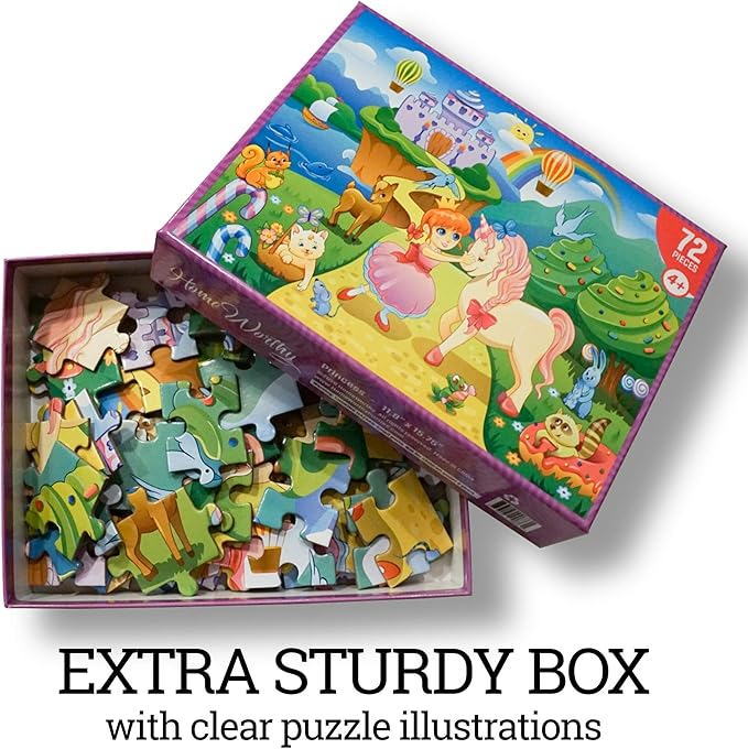 Puzzles for Kids Ages 4-8 Kids Jigsaw Puzzles 72 Piece Toddler Princess Puzzle Unicorn Jigsaw Puzzle with Thick Pieces and Sturdy Box Unicorn Gifts for Girls