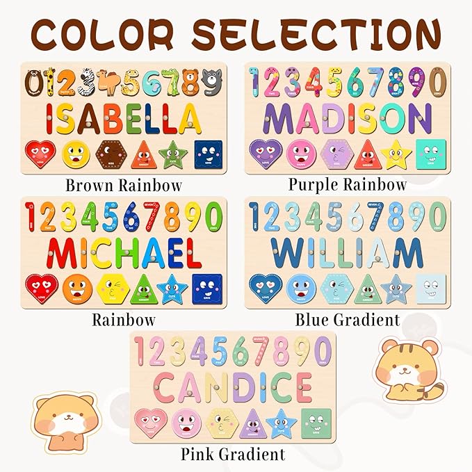 Name Puzzle for Kids Personalized, Toddler Wooden Puzzles, Early Learning Toys for Baby, 1st Birthday Gifts, Personalized Baby Gifts