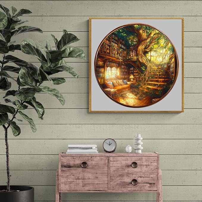 WOODBESTS Wooden Puzzles for Adults, Charming Bookstore Wood Puzzles Adult(200 Pieces, M, 11.4 * 11.4in), Unique Shape Wooden Animal Jigsaw Puzzles, Birthday Gifts for Adults Family Game