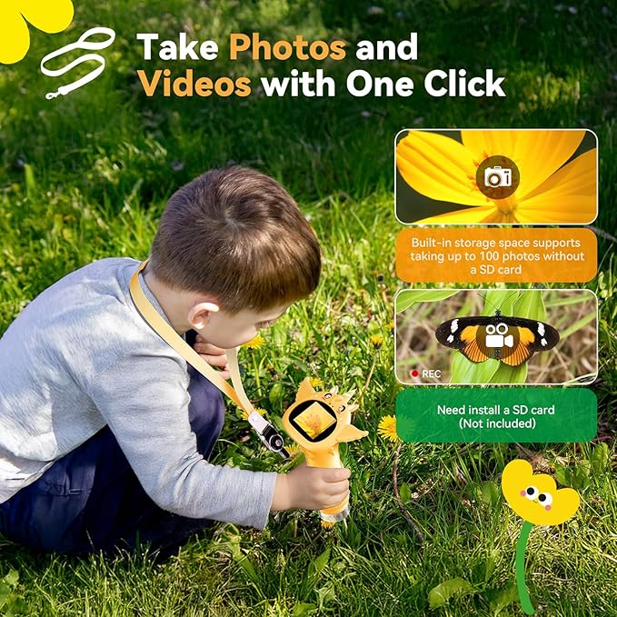 HP40 IPS Microscope for Kids: [Easy and Fun] 2" Portable Handheld Kids Microscope Miniscope, Pocket Mini Scope Educational Science Kit, Christmas Birthday Gifts for Kids, PC View, Orange