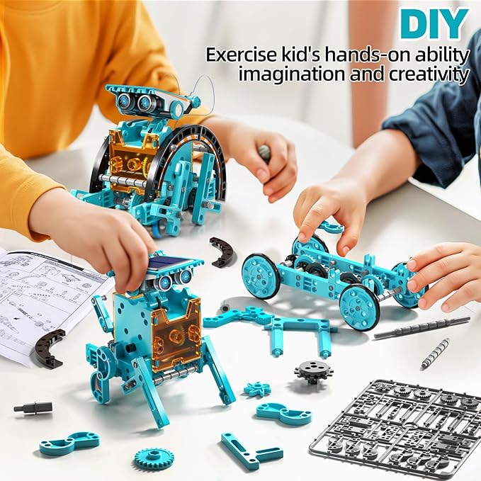 STEM Toys for Ages 8-13, Solar Powered Kits Toys Robotics for Kids Ages 8-12, Educational Building Science Experiment Kit, Boys Gifts for Kids 8 9 10 11 12 13 Years Learning Projects (Blue)