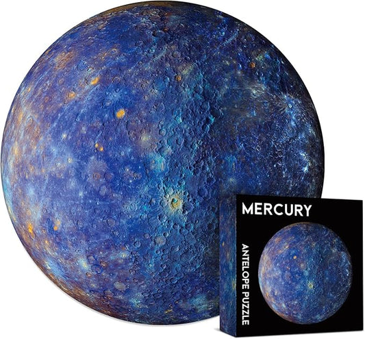 Antelope - 1000 Piece Mercury Jigsaw Puzzle for Adults, Space Planet Round Circle Solar System Puzzle, High Resolution, Matte Finish, No Dust