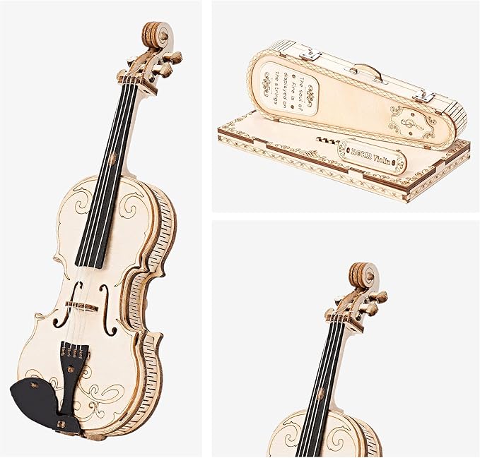 ROKR Wooden Miniature Violin,STEM Projects for Adults,Model Kits,3D Wooden Puzzles for Adults