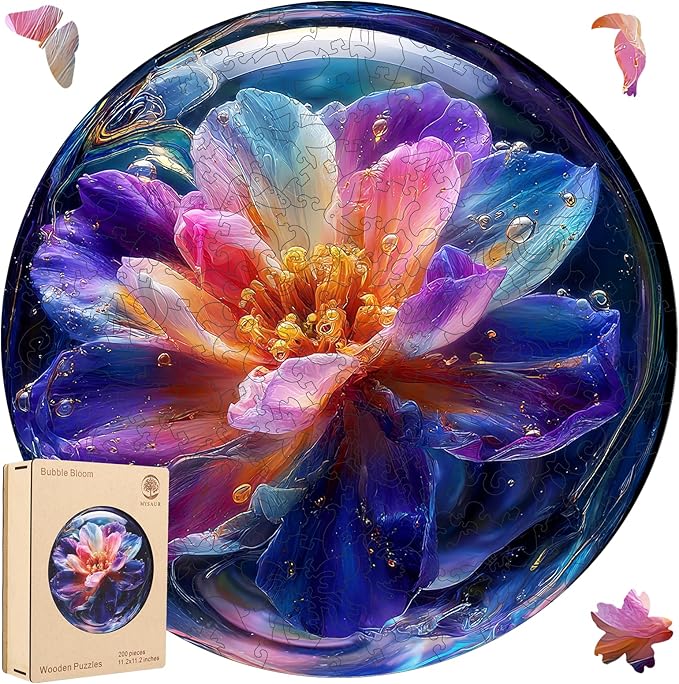 Bubble Bloom Wooden Puzzles for Adults, 200pcs, 12.2x12.2in, Unique Design Jigsaw Puzzle, Wood Puzzles Adult and Kids for Family Game Gifts