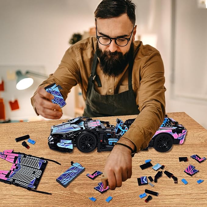 1329 Piece Sports Car Building Blocks Toys Boys or Adults Kits, 1:14 Race Car Model Building Set, Adult Collectible Model Cars Set to Build, STEM Super Cars Sets for Boys Girls Age 6-12, 8-14