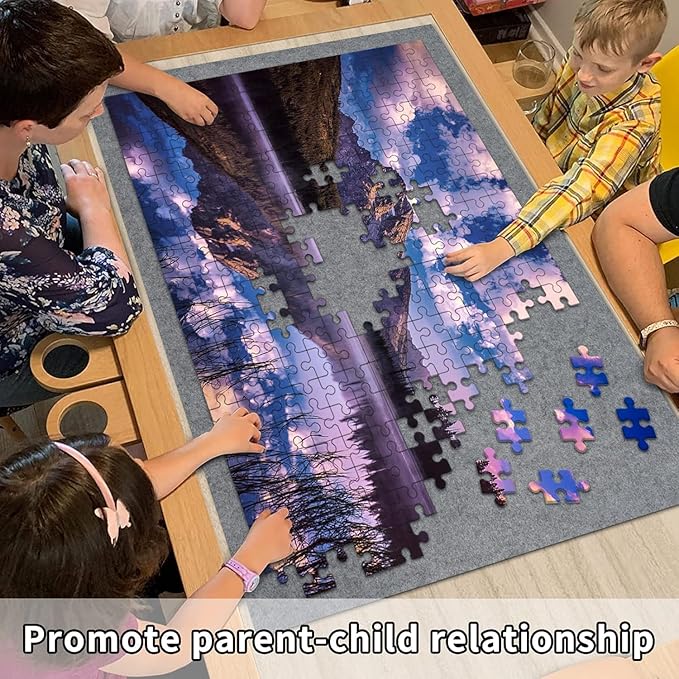 Jigsaw Puzzle Mat Roll Up - 3000 Pieces Large Gray Puzzles Saver Board for Adults, Storage and Transport Keeper Saver Accessories Table Portable Holder Organizer Board Pad Gifts (Gray)