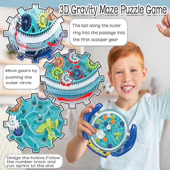 JRD&BS WINL The Ultimate Mind Puzzles for Ages 8-10 Challenge 3D Maze Game Brain Teaser Puzzles Toys for Children Teens and Adult Fun Travel Game for Kids Toys Labyrinth Game Marble Maze (Blue)