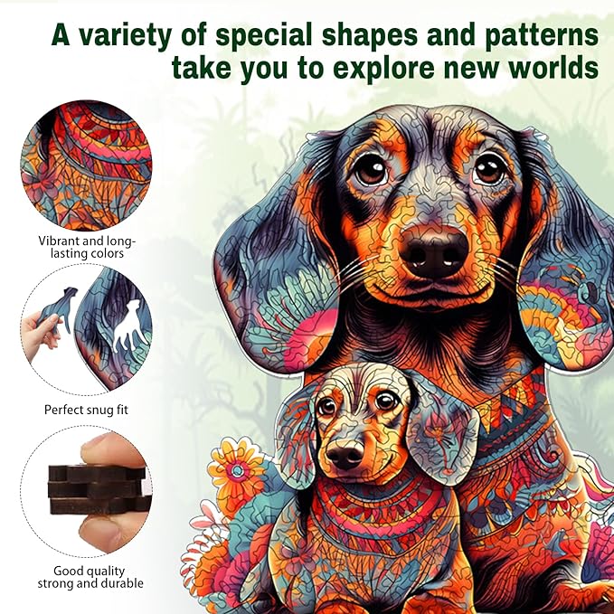 Wooden Puzzle for Adults - 200 Piece Irregular Animal Shaped Jigsaw Puzzle, Unique Creative Gift for Adults and Kids