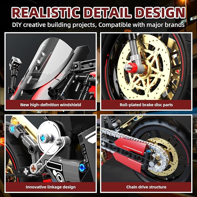 WINGIFT 1:8 Motorcycle Building Set,426 PCS Collectible Motorcycle Display Model Building Kit,Motorbike Toy Collection Brick Kit for Boys Girls,Christmas Birthday Gift for Adults Teens and Kids 8-14+