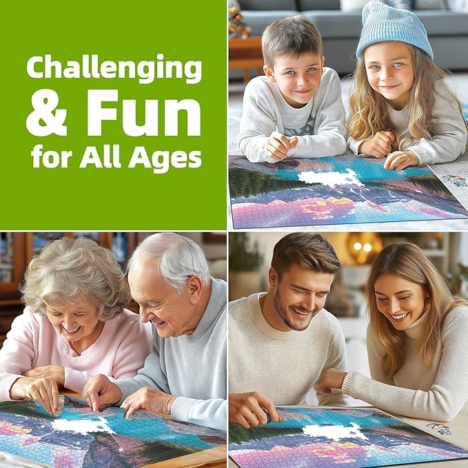 Blueforest Moraine Lake 1000 Piece Puzzle for Adults - Canadian Rockies National Park Jigsaw Puzzle, Challenging Landscape Art Gift with Poster, 27.5x19.7 Inch Wall Decor