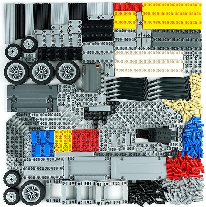 544PCS Technical Parts Pieces Sets, Engine Pullback Motor Kit, Beams Liftarm Frame Extra Replacement, Car Tire Wheel Axles Pin Connector Bricks Bulk