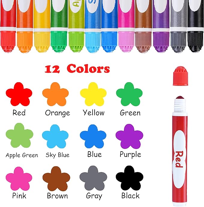 60 Pack Dot Markers, 12 Assorted Colors, 5 Sets x 12 Colors Washable Dot Paint Markers for Toddlers Kids Preschool, Paint Bingo Daubers Supplies, Crafts Kits Coloring Set, Non Toxic Water-Based